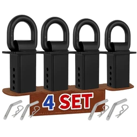 Stake Pocket D Rings Heavy Duty 18000lbs – Trailer Tie Down Anchors for Flatbed Trucks & Utility Trailers, 2"x4" Stake Pocket Mount with 1/2" Hitch Pin | 4PCS Trailer Accessories D Rings(Black)