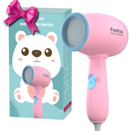 FeeKaa Kids Hair Dryer, Pink, 500 Watt, Lightweight, Gentle Heat, Safe for Kids, Anti-Scald Design