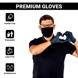 Just Health Disposables 100 Black Nitrile Gloves, Medium - (Box of 100 pcs) | Multipurpose | Powder Free | Latex Free | Disposable