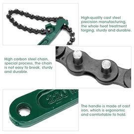 Hlyjoon Car Repair Tools 9 Inch Chain Oil Filter Key Removal Universal Car Repair Tools