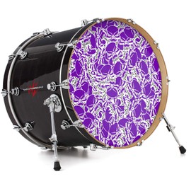 Vinyl Skin Decal Wrap for 22" Bass Kick Drum Head Scattered Skulls Purple - DRUM HEAD NOT INCLUDED