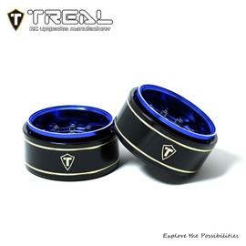 TREAL 1.0 Beadlock Wheels Deep Dish Rims (4P) for SCX24 AX24 FCX24 TRX4M 1/24 1/18 Crawler Car-Type F(Blue)