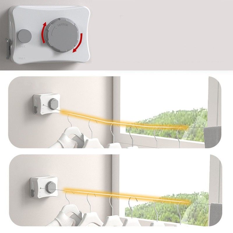Retractable Clothesline Stainless Steel 4.2m Punch Free Good Load Bearing