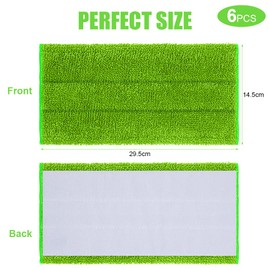 Vicloon Mop Pads for Flash Powermop, 6 PCS Microfiber Mop Cloth, Reusable Microfiber Mop Pads, Microfiber Replacement Mop Pads Cleaing Pads Suitable for Most Wet and Dry Mops - Green