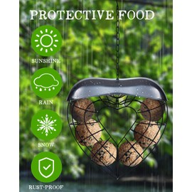 KALLAK Hanging Wild Bird Feeder, Suet Ball Bird Feed Dispenser, Heart Shaped