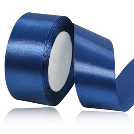 Dark Blue Satin Ribbon 1-1/2 Inches x 25 Yards, Solid Color Fabric Ribbon for Gift Wrapping, DIY Crafts, Hair Bows Making, Wreath, Wedding Party Decoration and Sewing Projects