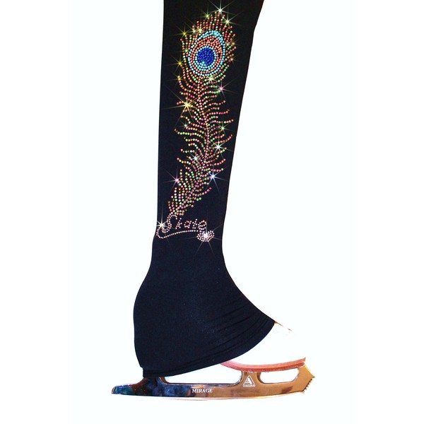 Ice Fire Polartec Figure Skating Pants with Charming Peacock Design (Adult X-Small)