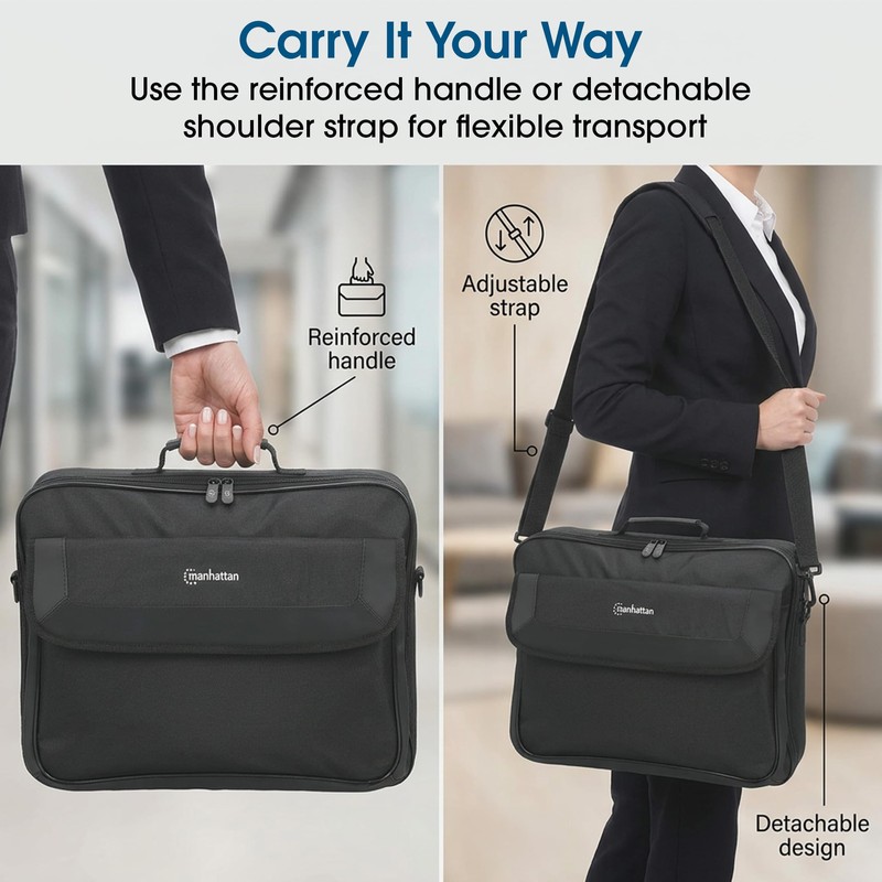MANHATTAN 17.3-Inch Laptop Shoulder Bag Carrying Case – Briefcase Style,