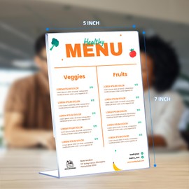 12 Pack Slanted Back Acrylic Sign Holders 5x7 for Business & Store, Tabletop Vertical Sign Holder with Anti-Slip Pads Clear Display Stand, for Menus Flyer Documents Office Restaurants Party Decoration