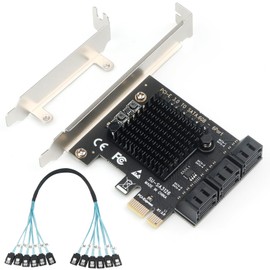 PCIe to 6-Port SATA 3.0 Expansion Card for 4K Video Editing Storage, ASM1166 Chipset, 6Gbps SSD/HDD Adapter with Heatsink, Plug & Play for Windows/Mac/Linux/NAS