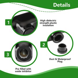 Wengart Insulated Inline Splice Connector QMS-D3/0-1 (4-Pack), 3/0-6 AWG Wire Range, 600V Dual Rated for Copper and Aluminum Conductors, Pre-Filled with Oxide Inhibitor, UL Listed, Black