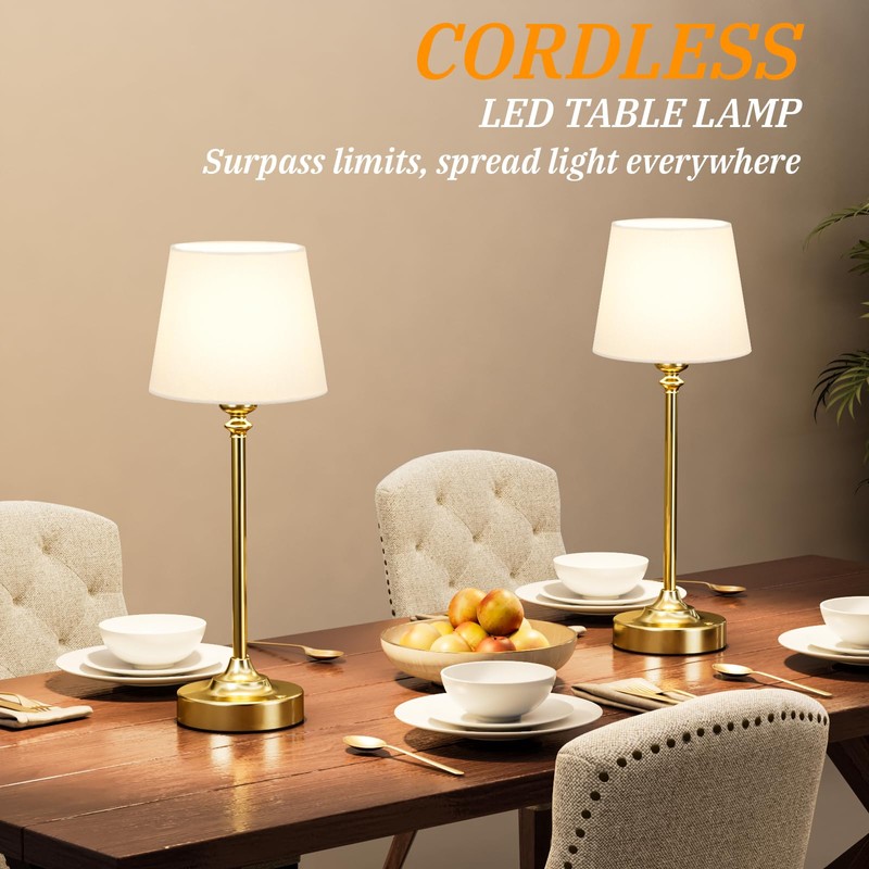 Cordless Table Lamp Rechargeable Gold - 1 Pack Brass 4000mAH