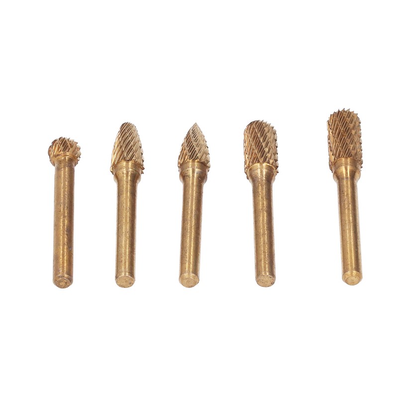 5Pcs Grinding Bit Head Rotary File Burr Double Cut Tool