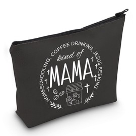JXGZSO Christian Homeschool Mom Gift Jesus Seeking Coffee Drinking Homeschooling Kind of Mama Makeup Bag Homemaker Gift (kind of MAMA B)