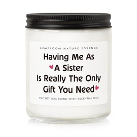 LUMELOOM Mothers Day Gifts for Sister Funny- 9oz Lavender Scented Soy Wax Candle - Unique Sister Birthday Gifts, Graduation Present Ideas, Candle for Sis