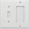 Stamped Steel Smooth White 2 Gang Switch Plate, 1 Toggle