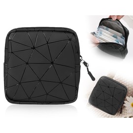 ZoeTekway Tampons Storage, Tampon Bandage Storage, Portable Mini Period Bag, Women's Tampon Bag with Zip, Waterproof Storage Bag (Black)