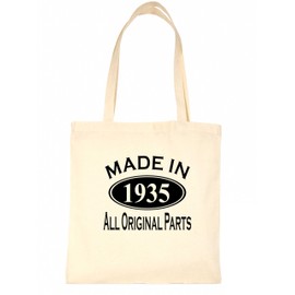 Print4U Shopping Tote Bag For Life Made In 1935 90th Birthday Natural