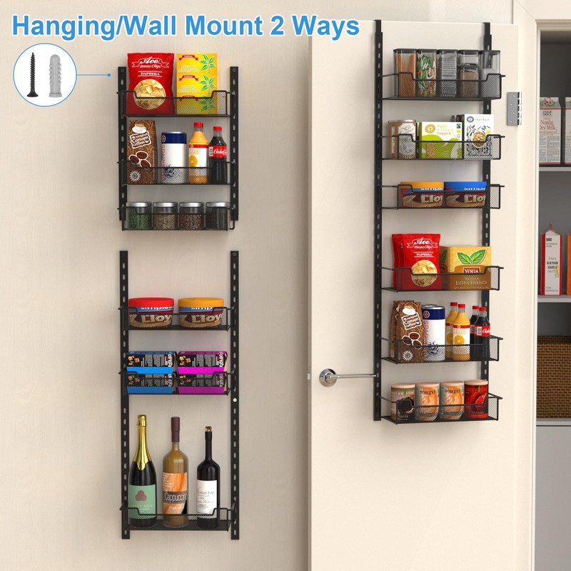 VyGrow 12.3" W Narrow Over the Door Pantry Organizer, 6-Tier