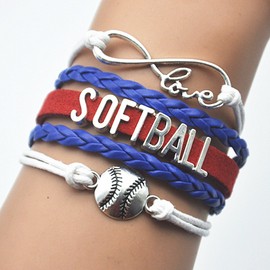 Vikitoriously Infinity Love Softball Bracelet Friendship Softball Charm Bracelet Jewelry For Women, Men, Softball Sport Fans Lovers, Softball Themed Jewelry Bulk1