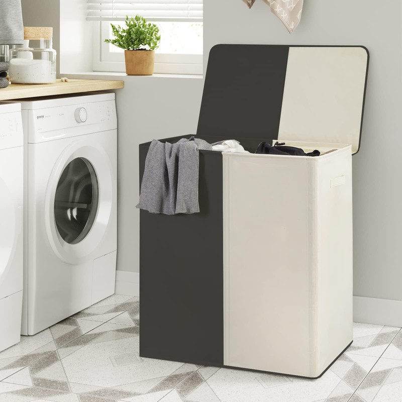 WOWLIVE Double Laundry Baseket with Lid and Removable Laundry Bags,154L