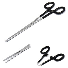OdontoMed2011 Heavy Duty Black PVC Grip Handle German Grade Stainless Hemostat Forceps Straight Serrated 8" ODM