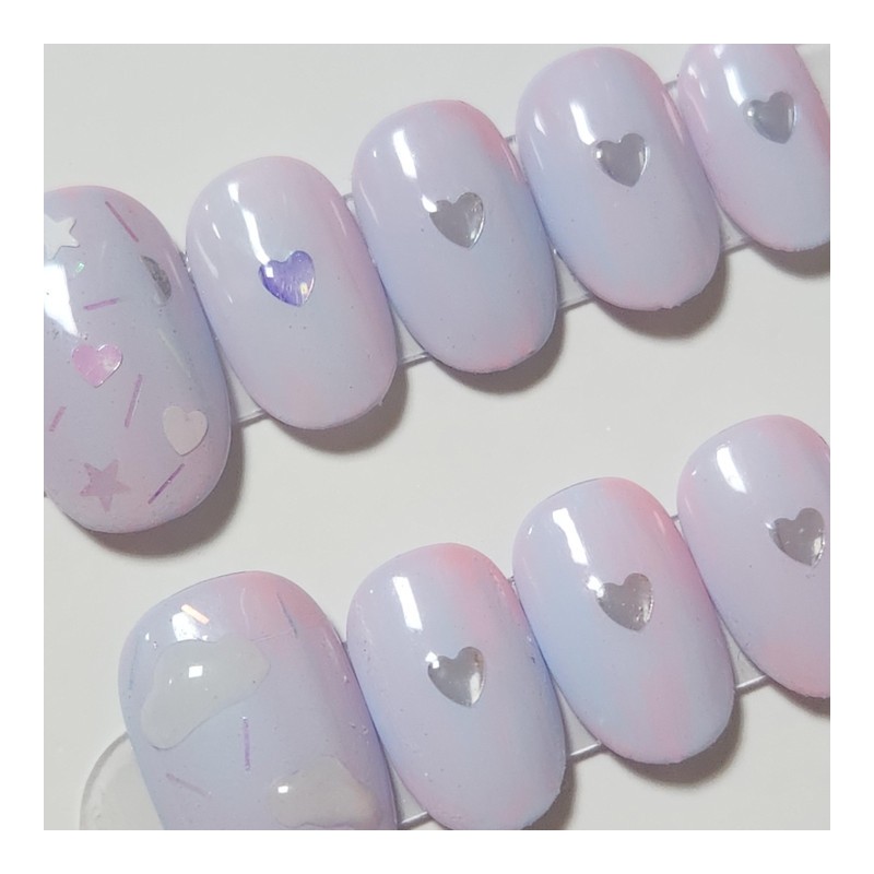 Love in the Clouds ☁️ Handmade Nail Tips - Coffin