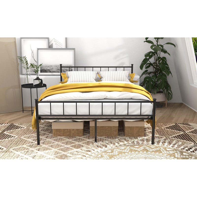 LUBEDCY Queen Metal Platform Bed Frame, Victorian Vintage Style, Wrought