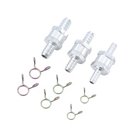 TOPWAY One Way Aluminium Fuel Valve 8mm 10mm 12mm Set of 3 Non Return Fuel Check Valve with Hose Clamps, for Petrol Diesel Oil Water Car Auto Carburettor Low Pressure Systems