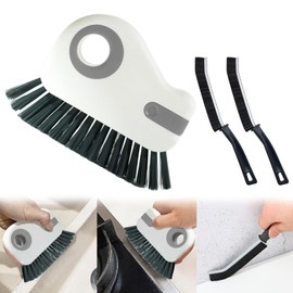 AWAVM 3PCS 2 in 1 Groove Cleaning Brush Window Track Cleaning Tools 2024 Multipurpose Hard Bristle Crevice Cleaning Brush with Hidden Scraper,Shutter Door Window Track Kitchen Cleaning Kit