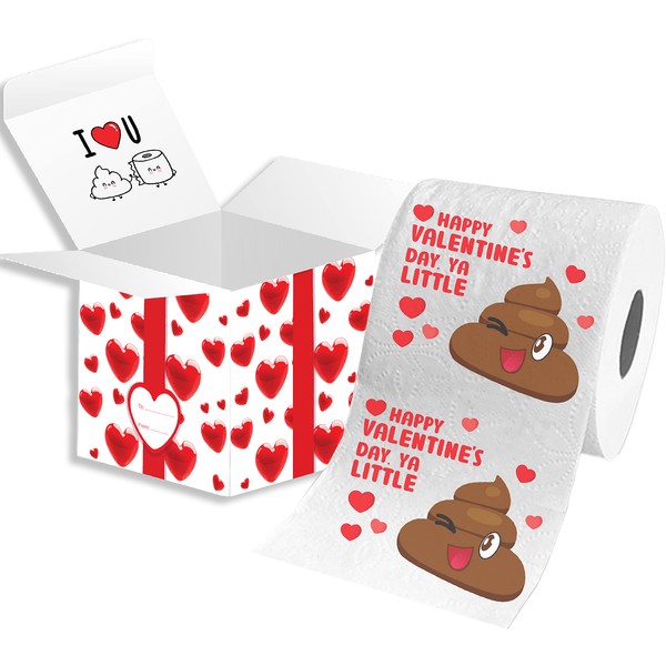 CHEERIN - Papel higiénico divertido para el día de San Valentín con caja de regalo, regalo novedoso para el esposo, regalos del día de San Valentín para él, regalos divertidos de cumpleaños para hombres
