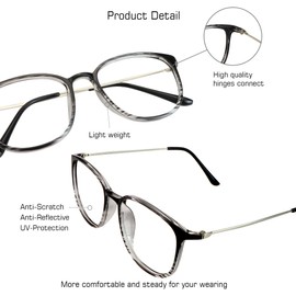 VisionGlobal Blue Light Blocking Glasses for Computer Reading or Gaming, UV 400 Anti Glare Lenses Help Reduce Eye Strain and Fatigue, Men and Women Frame x3.25 Magnification