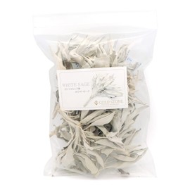 GOLD STONE White Sage with Branches, Cluster, Unselected, 1.8 oz (50 g), No Pesticides, Made in California, White Sage