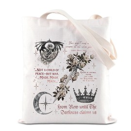 Novel Inspired Tote Bag The Thirteen Gift Crochan Queen Shoulder Bag Blackbeak Canvas Bag For Fantasy Reader Bookish (NovelNotPeaceTS-CA)