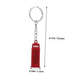 WRITWAA 2 Pieces London Telephone Box Key Pendant, Red Zinc Alloy, Travel Gift, England Souvenir, Car Key Holder, Bag, Purse Decoration, red, Minimal