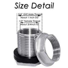 Beduan Spigot Rain Barrel Faucet Kit Stainless Steel 3/4" GHT Rain Barrel Valve with 3/4" Female Bulkhead Fitting Adapter Water Tanks, Aquariums, Tubs, Pools