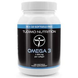 Fish Oil Omega 3 Capsules High Dose - 1000 mg - 100 Omega3 Fatty Acids Soft Gel Capsules (3+ Month Supply), with 1000 mg Each of High-Quality Omega-3 Oil (Fish Oil Fatty Acid)