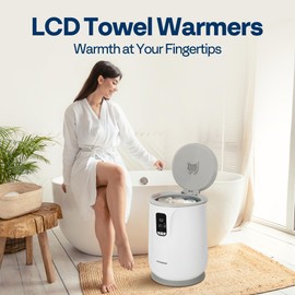 VIVOHOME 20L Towel Warmer with LED Display, Large Towel Heater Bucket with 3 Timer and Temperature Settings, Up to 24h Delay Timer, Suitable for Oversized Towels, Blankets, Bathrobes