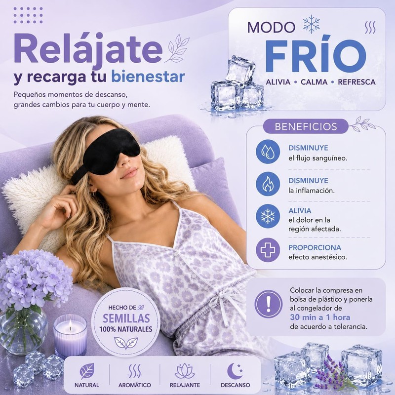 Antifaz de Semillas Máscara Térmica para Ojos con Calor Húmedo