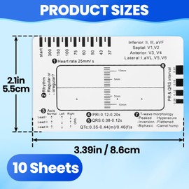 BEIQIYA 10pcs ECG 7 Step Ruler, Transparent EKG Calipers Ruler, Electrocardiogram Card Portable Plastic Measuring Tool for EKG Interpretation