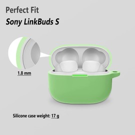 Geiomoo Silicone Case Compatible with Sony LinkBuds S, Protective Cover with Carabiner (Green)