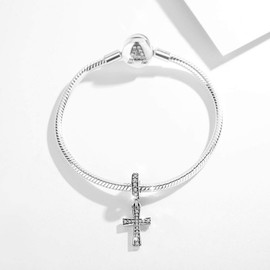 Eusense Charm 925 Sterling Silver Bead Charms, Fit European Bracelets, Bracelet Pendant Jewellery Gift, Sterling Silver, Cubic Zirconia