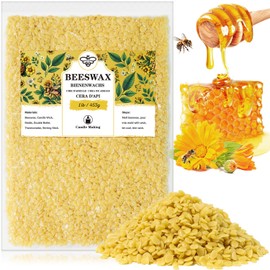 Beeswax pellets 1LB, VEGISHINE Pure and Natural Yellow Beeswax for Candle Making, DIY Skin Care, Lip Balm, Polishing, Lotion, Soap, Candle Making Supplies