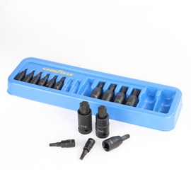 Goodyear 15pc Impact Torx Bit Socket Set 1/4 3/8 1/2 T6-T70 TRX-Star