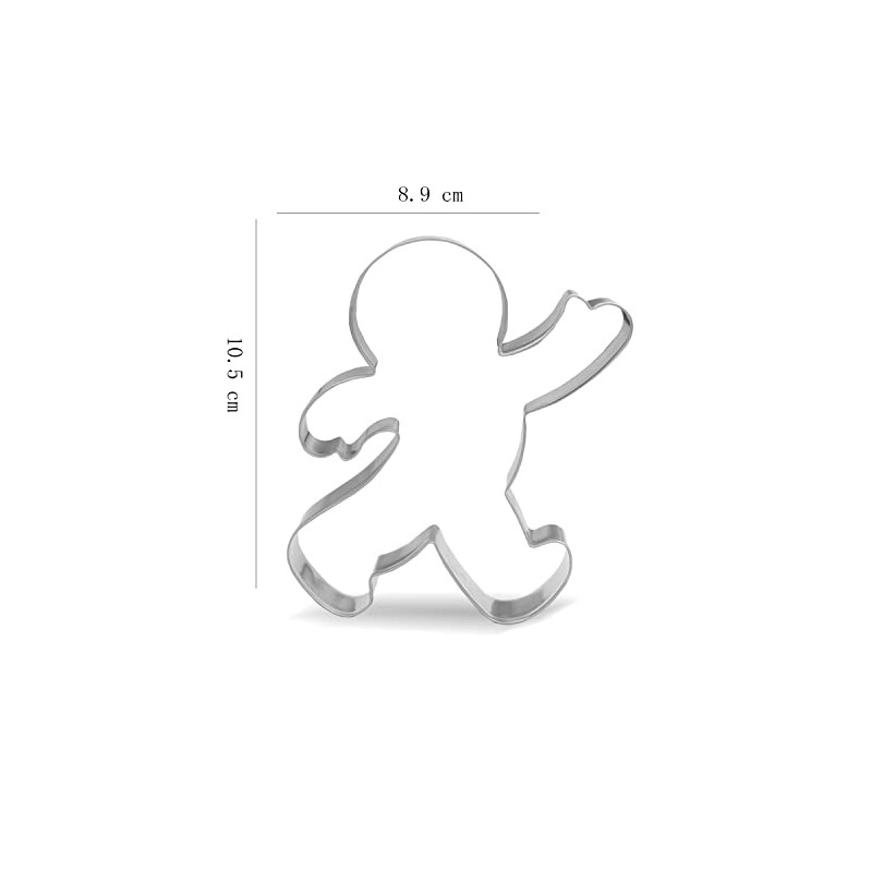 10.5 cm Christmas Waving Gingerbread Man Cookie Cutter - Stainless