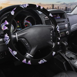 SISROW Purple Butterfly Steering Wheel Cover Women Men Cute Animal Butterflies Universal Steering Wheel Protector Steering Wheel Covers Car Accessories for Women Men Steering Wheel Cover 15 Inch