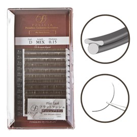 FELICIA [Ash Brown] Color Flat Lash Ultra Soft Eyelash Extensions Single Matsueku Eyelash D Curl 0.15 Thickness 0.03 - 0.5 inches (8 - 13 mm) Mixed