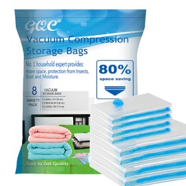 GQC Vakuumbeutel 100% dicht und extra robust - Vakuum Aufbewahrungsbeutel für Kleidung, Bettwäsche Kissen Bettdecken Textilien und vieles mehr (2pcs(100 * 70) cm 2pcs (80 * 60) cm4Pcs(70 * 50))
