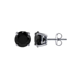 Earrings 925 Sterling Silver with Black Zirconia Diamond Shape Allergy Free for Men and Women, Silver, Zircon