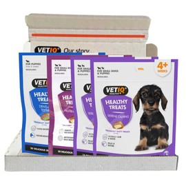 VETIQ® Healthy Treats For Puppies Variety Pack, 4x 50g, Puppy Treats For Nutrition Booster, Calming, Teething, Healthy Puppy Treats with No Artificial Colours or Preservatives